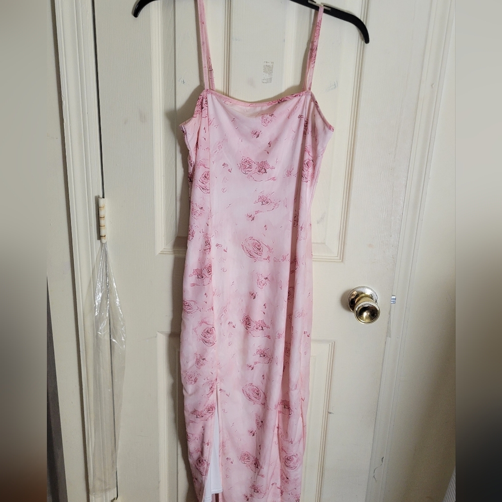 Pink Floral Slip Dress